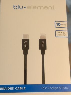 Element 10ft Black Braided USB-C to Lightning Cable